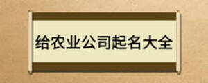 给农业公司起名大全