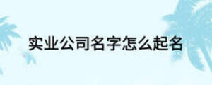 实业公司名字怎么起名