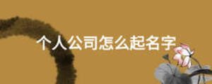 个人公司怎么起名字