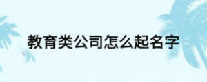 教育类公司怎么起名字