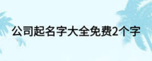 公司起名字大全免费2个字