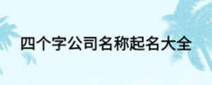 四个字公司名称起名大全