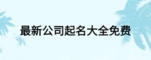 最新公司起名大全免费