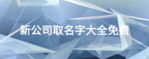 新公司取名字大全免费