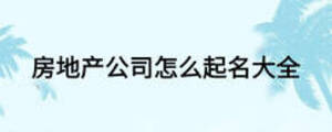 房地产公司怎么起名大全