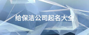 给保洁公司起名大全