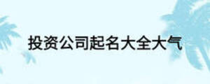 投资公司起名大全大气