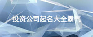 投资公司起名大全霸气