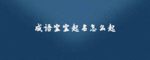 成语宝宝起名怎么起