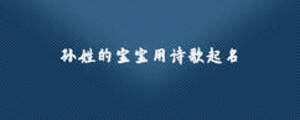 孙姓的宝宝用诗歌起名