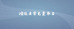 鸿运名字免费取名