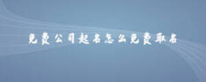 免费公司起名怎么免费取名
