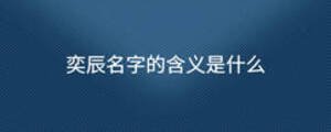 奕辰名字的含义是什么