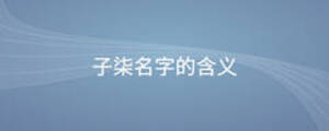 子柒名字的含义