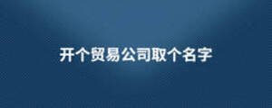 开个贸易公司取个名字