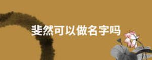 斐然可以做名字吗