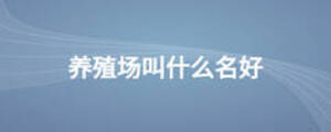 养殖场叫什么名好
