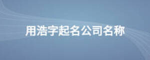 用浩字起名公司名称
