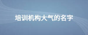 培训机构大气的名字