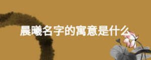 晨曦名字的寓意是什么