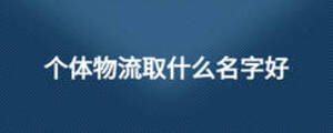 个体物流取什么名字好