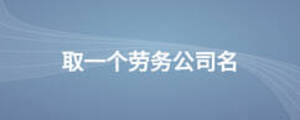 取一个劳务公司名