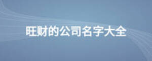 旺财的公司名字大全
