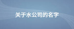 关于水公司的名字