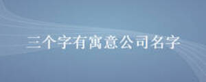 三个字有寓意公司名字