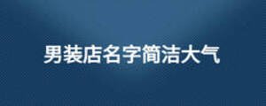 男装店名字简洁大气