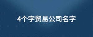 4个字贸易公司名字