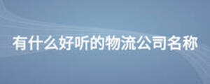 有什么好听的物流公司名称