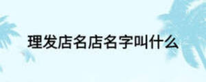 理发店名店名字叫什么