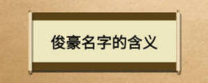 俊豪名字的含义