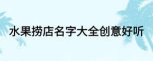 水果捞店名字大全创意好听