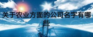 关于农业方面的公司名字有哪些