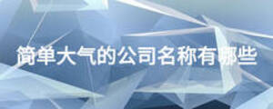 简单大气的公司名称有哪些