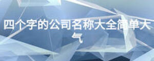 四个字的公司名称大全简单大气