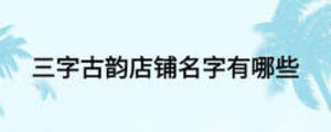 三字古韵店铺名字有哪些
