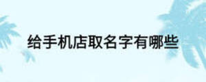给手机店取名字有哪些