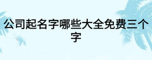 公司起名字哪些大全免费三个字