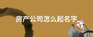 房产公司怎么起名字