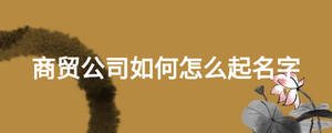 商贸公司如何怎么起名字