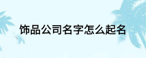 饰品公司名字怎么起名