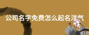 公司名字免费怎么起名洋气