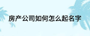 房产公司如何怎么起名字