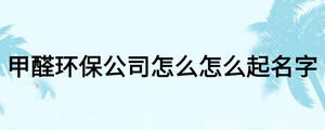 甲醛环保公司怎么怎么起名字