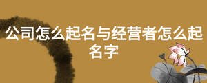 公司怎么起名与经营者怎么起名字