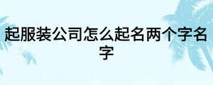 起服装公司怎么起名两个字名字
