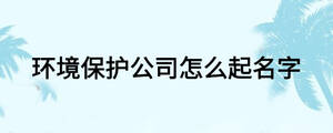 环境保护公司怎么起名字